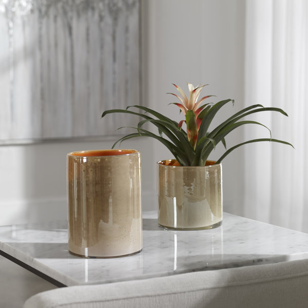 Orren Ellis Beige Orange Vases, S/2 Wayfair